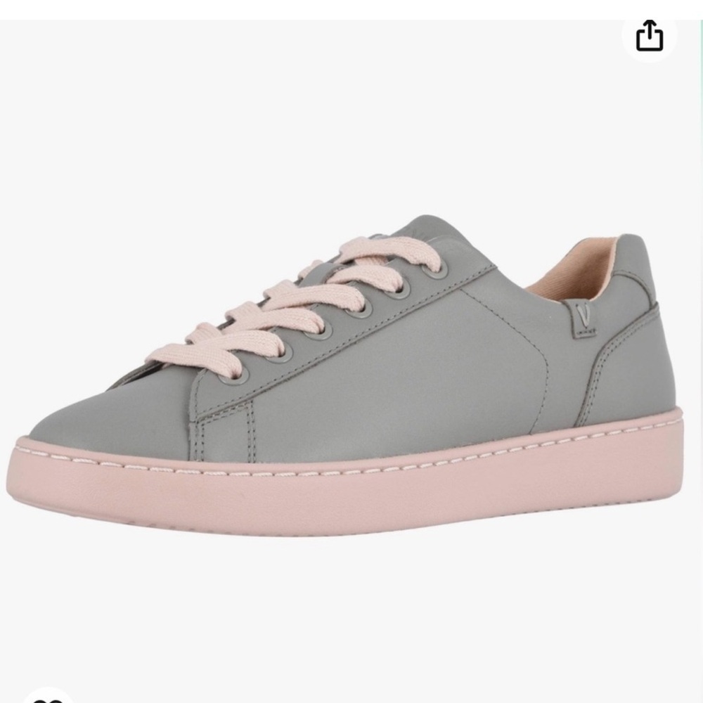 Vionic Pro Mahoney Mable Gray Pink Sole
Leather Sneakers